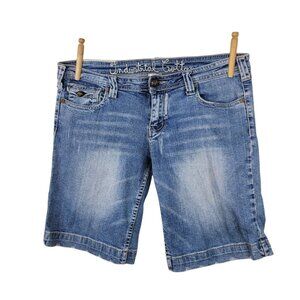 Industrial Cotton Jean Bermuda Shorts Junior Size 9 34" Waist Distressed Y2K